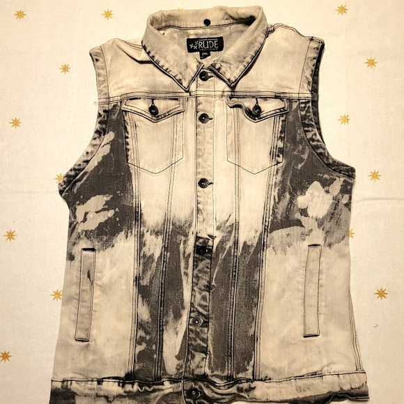 Rude Acid Wash Denim Vest - Picture 1 of 1